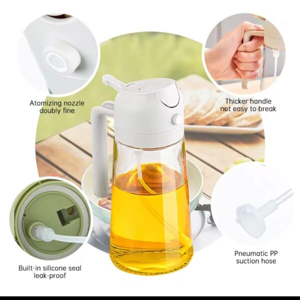 TrendPlain Oil Dispenser Bottle for - 2 in 1Kitchen  Oil Dispenser and Oil Sprayer for Cooking, Air Fryer, Salad, 470ml Olive Oil Sprayer Black - Image 3