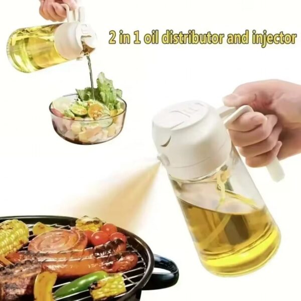 TrendPlain Oil Dispenser Bottle for - 2 in 1Kitchen  Oil Dispenser and Oil Sprayer for Cooking, Air Fryer, Salad, 470ml Olive Oil Sprayer Black - Image 5