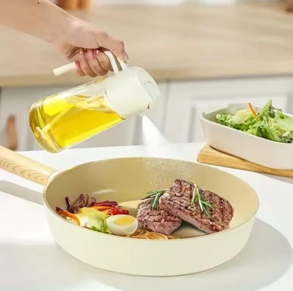 TrendPlain Oil Dispenser Bottle for - 2 in 1Kitchen  Oil Dispenser and Oil Sprayer for Cooking, Air Fryer, Salad, 470ml Olive Oil Sprayer Black - Image 2