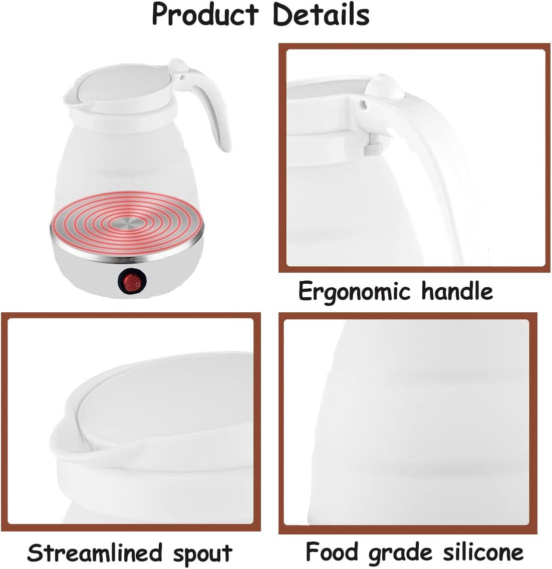 Electric Kettle Foldable Silicone Portable Water Travel Kettle