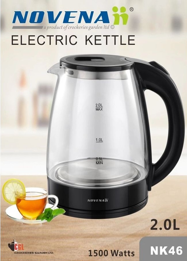 Novena Glass Fast Boiling Electric Kettle - 2 Liter
