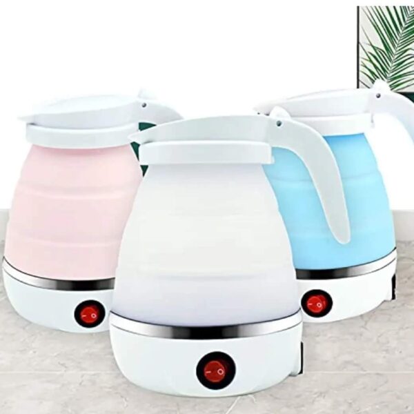 Electric Kettle Collapsible Kettle 600ml Mini Travel Cooker, Small Foldable Kettle Silicone Bottom Stainless Steel Silicone Mini Kettle  for Kitchen, Travel, Camping, Outdoor ActivitiesWater Travel Kettle - Image 3