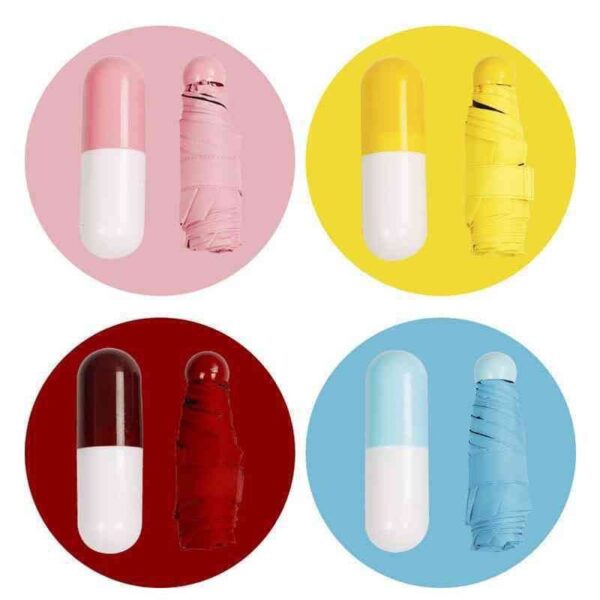 Umbrella,,7" Mini Folding Capsule Umbrella With Cute Capsule Case Good Quality Fashionable for summer rainy weather for everyone - Image 2