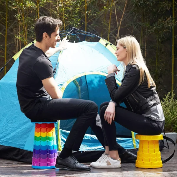 Folding Portable Chair Rainbow-Height Adjustable Telescopic Stool Folding Stool Chair - Image 2