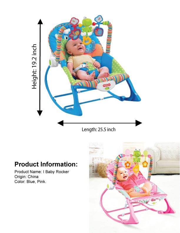 Ti Baby Infant to Toddler Rocker Bouncer with Musical Toy Bar Vibrations & dinning