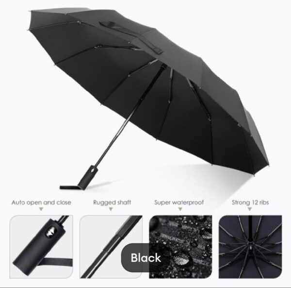 BMW 12-Rib Heavy Duty Umbrella, Multifunctional auto open & auto close best umbrella - Image 8